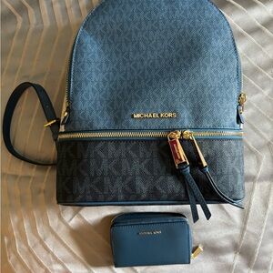 Michael Kors Blue and Black Women's Backpack